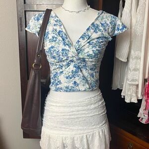 Midnight Sky Floral Crop Top Blouse